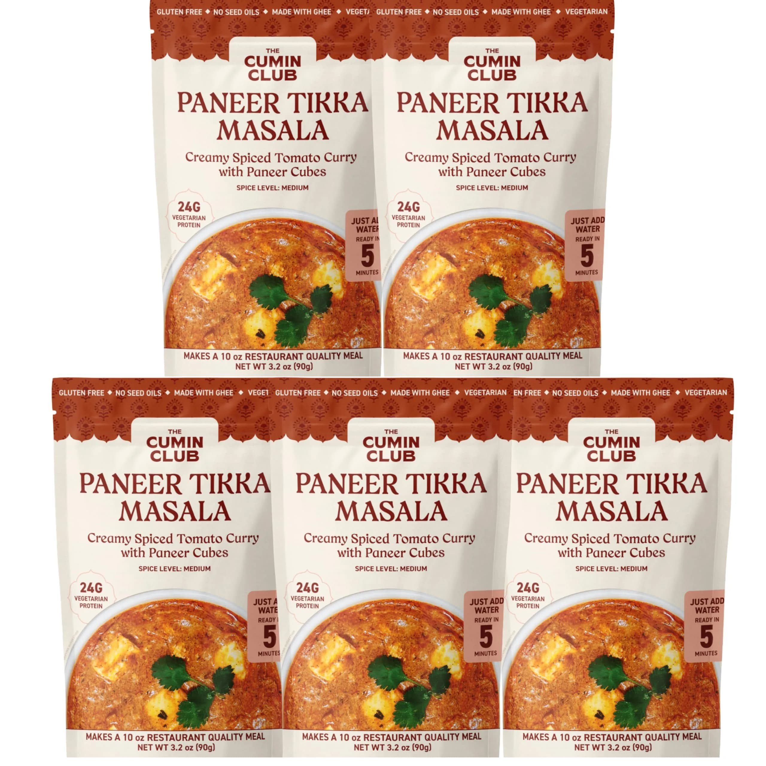 the cumin club Paneer Tikka Masala | Authentic Indian Meal Kit | 5 Pouches - main product image
