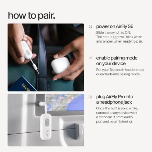 Twelve South AirFly SE Bluetooth Wireless Audio Transmitter Adapter White | Connect AirPods to Airplanes & Gym Equipment thumbnail 6