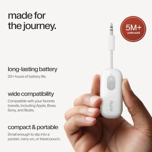 Twelve South AirFly SE Bluetooth Wireless Audio Transmitter Adapter White | Connect AirPods to Airplanes & Gym Equipment thumbnail 4