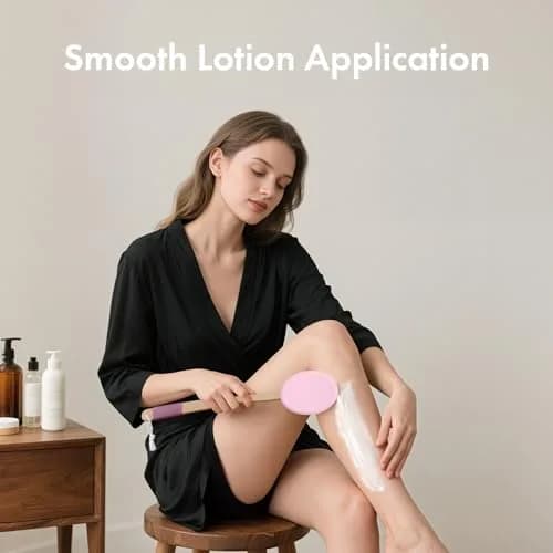 AmazerBath Lotion Applicator for Back, Feet, 4 Replaceable Pads with Long Handle, Pink | Applies Lotion Evenly thumbnail 7