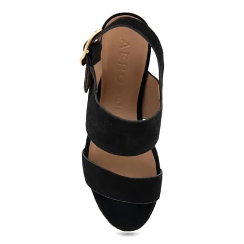 Aerosoles Camera Black Suede 11 B (M) | Platform Heel, Cushioned Insole, Buckled Strap, Supportive Comfort thumbnail 7