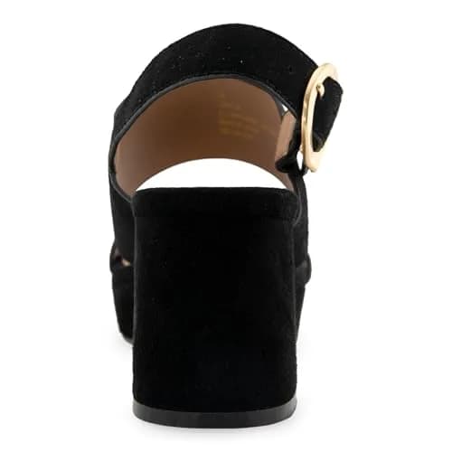 Aerosoles Camera Black Suede 11 B (M) | Platform Heel, Cushioned Insole, Buckled Strap, Supportive Comfort thumbnail 5