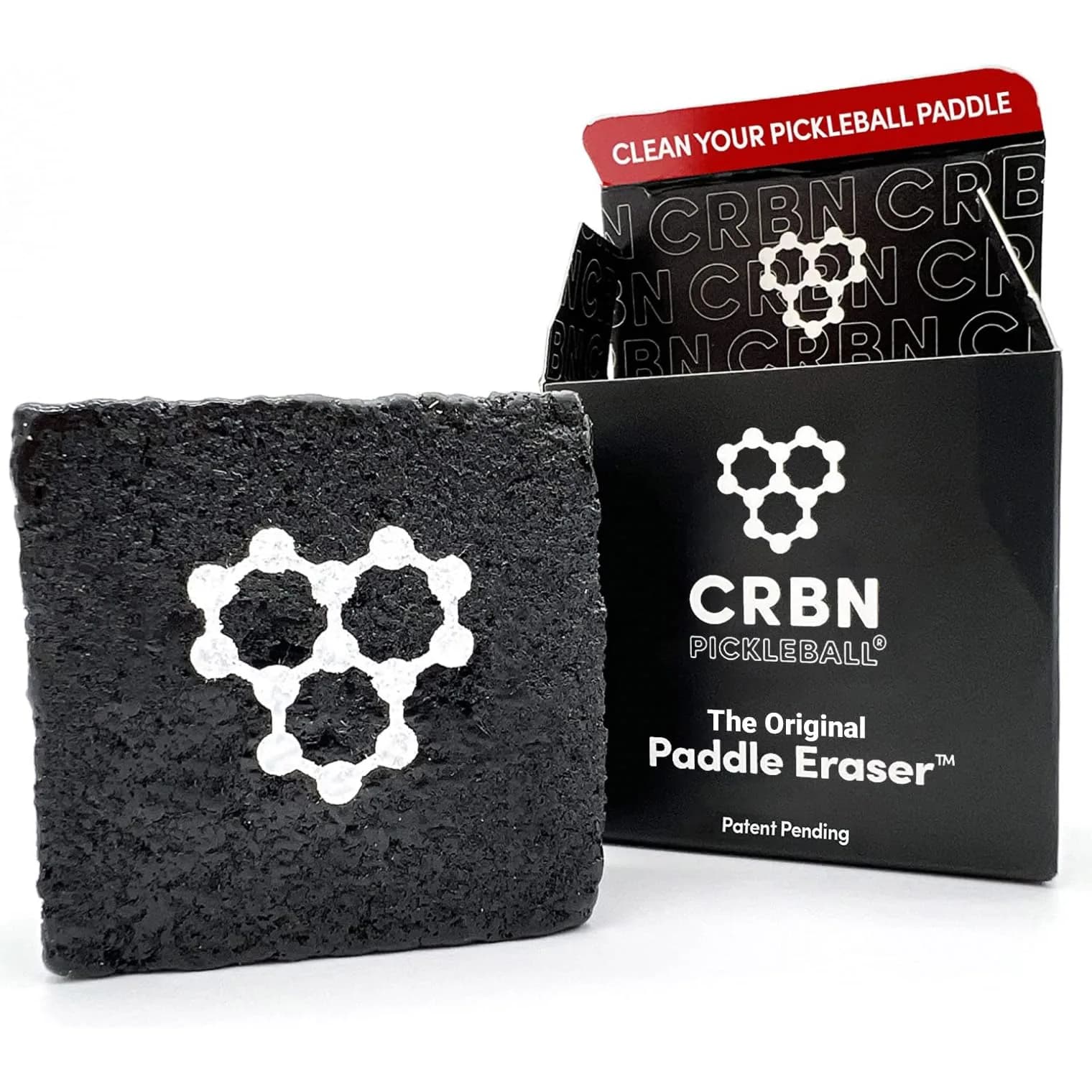 CRBN Pickleball Paddle Eraser Black 1 Pack | Cleans Carbon Fiber Racquets