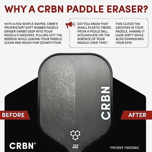 CRBN Pickleball Paddle Eraser Black 1 Pack | Cleans Carbon Fiber Racquets thumbnail 2