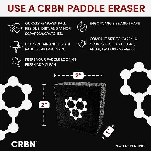 CRBN Pickleball Paddle Eraser Black 1 Pack | Cleans Carbon Fiber Racquets thumbnail 3