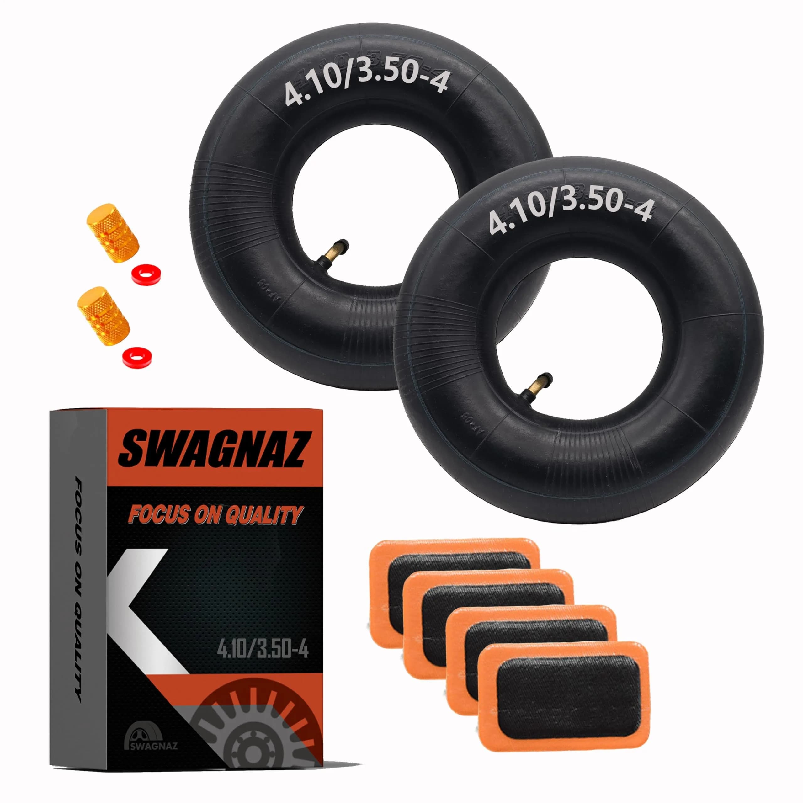 Swagnaz 4.10/3.50-4 Inner Tube | 2-Pack, 10-inch Diameter, 4.1-inch Width