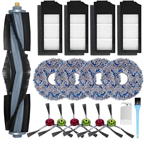 GYLBF Replacement Parts Kit for Ecovacs Deebot X1 Omni / T10 Omni / X1 Turbo Vacuum Cleaner | 1 Main Brush, 4 HEPA Filters, 6 Sidebrushes, 4 Mop Pads thumbnail 1