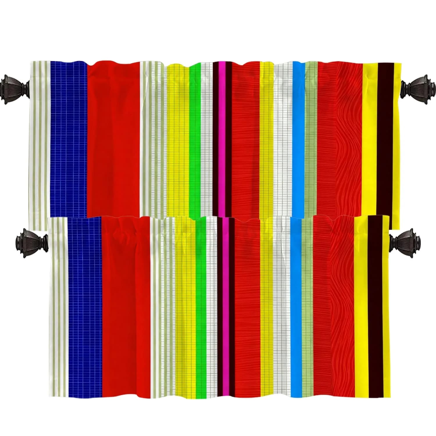 Shrahala Black and White Europe England Landmark Blackout Short Curtains 52x18 in | Thermal Insulated Window Treatment — Ethnic Mexican Colorful Sarape 2 Multi a / 52"W x 18"L