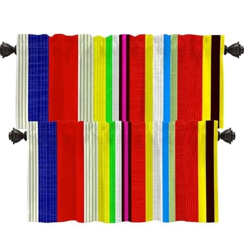 Shrahala Black Curtain 52"W x 18"L | Ethnic Mexican Stripes, Blackout, Rod Pocket, Thermal Insulated thumbnail 1