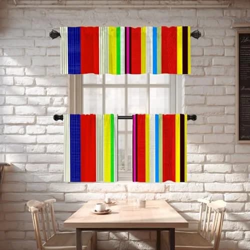 Shrahala Black Curtain 52"W x 18"L | Ethnic Mexican Stripes, Blackout, Rod Pocket, Thermal Insulated thumbnail 6