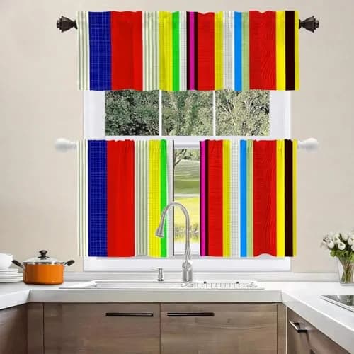 Shrahala Black Curtain 52"W x 18"L | Ethnic Mexican Stripes, Blackout, Rod Pocket, Thermal Insulated thumbnail 8