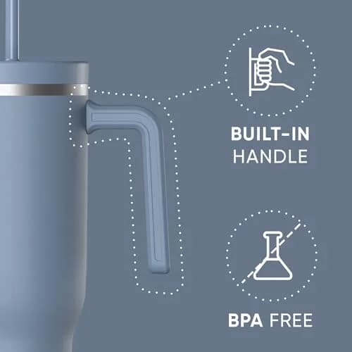 Hydrapeak Voyager 40oz Insulated Tumbler with Handle & Straw Lid | Leak-Resistant Stainless Steel Travel Cup for Work & Gym thumbnail 3