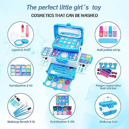 Mrabbitoo Kids Makeup Set for Girls 57 Pcs | Non-Toxic Washable Play Makeup Kit with Case thumbnail 3
