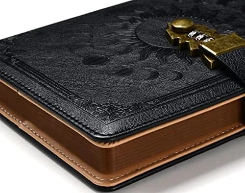ZXHQ A5 Lock Diary with Pen Set, 260 Pages Refillable Leather Hardcover, 15.6 x 23 cm (5.9 x 8.5 inch) | Secure Password Lock for Privacy thumbnail 2
