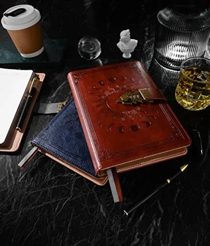 ZXHQ Lockable Journal for Women & Men A5 240 Pages Refillable Leather Notebook with Lock and Pen | Vintage Brown thumbnail 9
