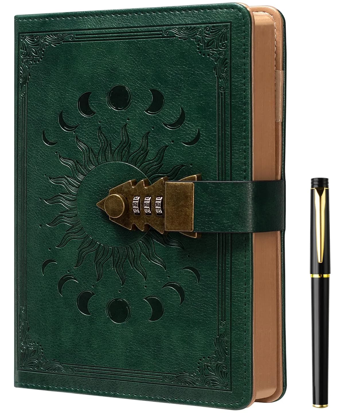ZXHQ Lock Journal with Pen, A5 Refillable Diary with Combination Lock, 224 Pages | Secure Personal Organizer - main product image