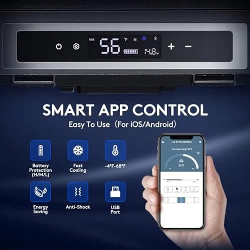 BODEGA 12V Car Refrigerator 40 Quart Portable Freezer APP Control | Dual Compartments, -4℉-68℉, 38L thumbnail 5