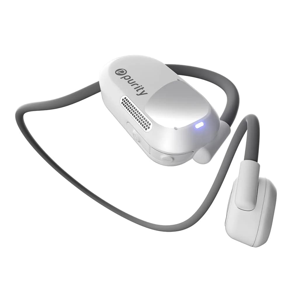 Purity Air Open Ear Wireless Headphones with Dual Mic | 15mm Drivers, IPX5 Water Resistant — White/Grey