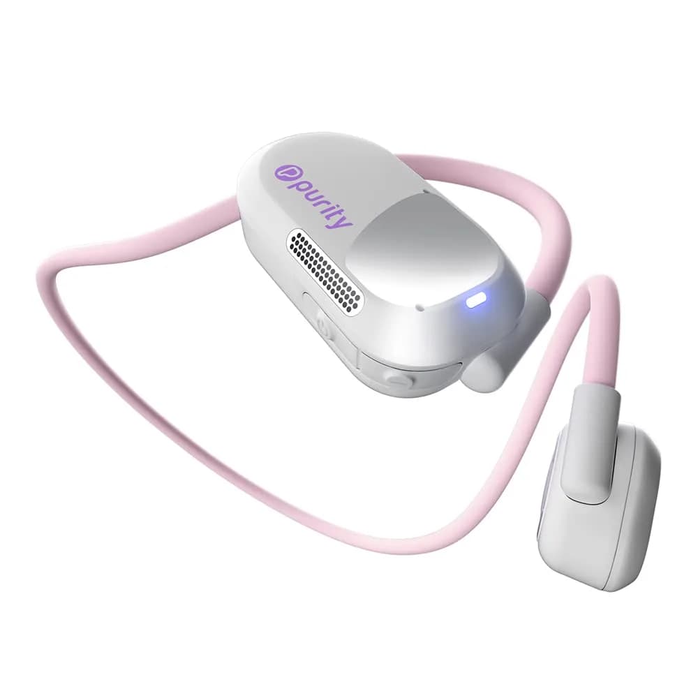 Purity Air Open Ear Wireless Headphones with Dual Mic | 15mm Drivers, IPX5 Water Resistant — White/Lilac