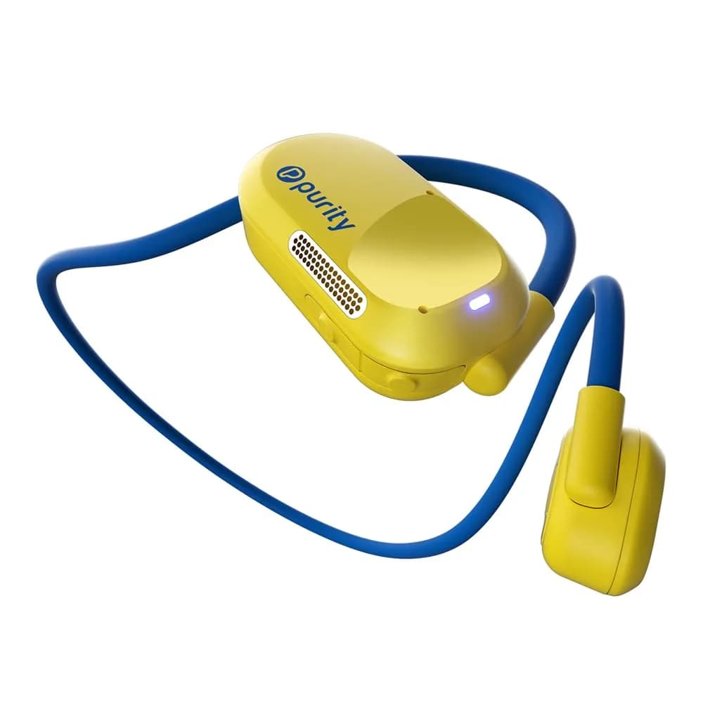 Purity Air Open Ear Wireless Headphones with Dual Mic | 15mm Drivers, IPX5 Water Resistant — Yellow/Blue