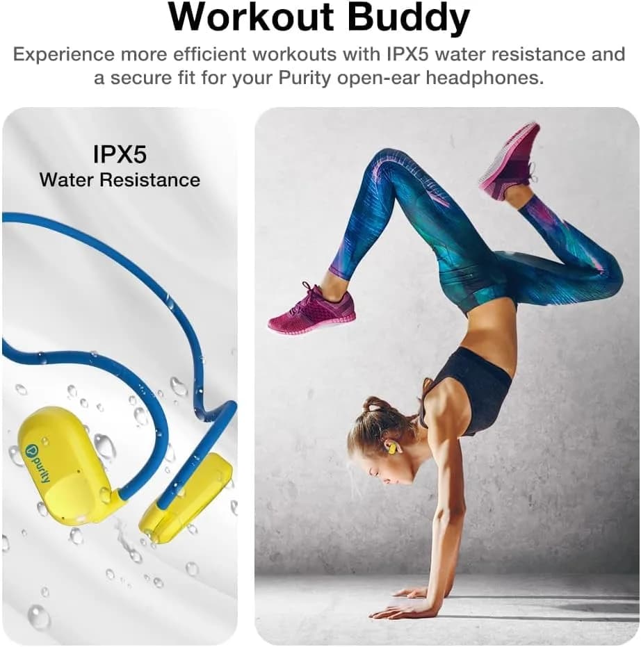 Purity Air Open Ear Headphones Yellow/Blue | Dual Mic, IPX5 Sweat Resistant, Bluetooth 5.3 thumbnail 10
