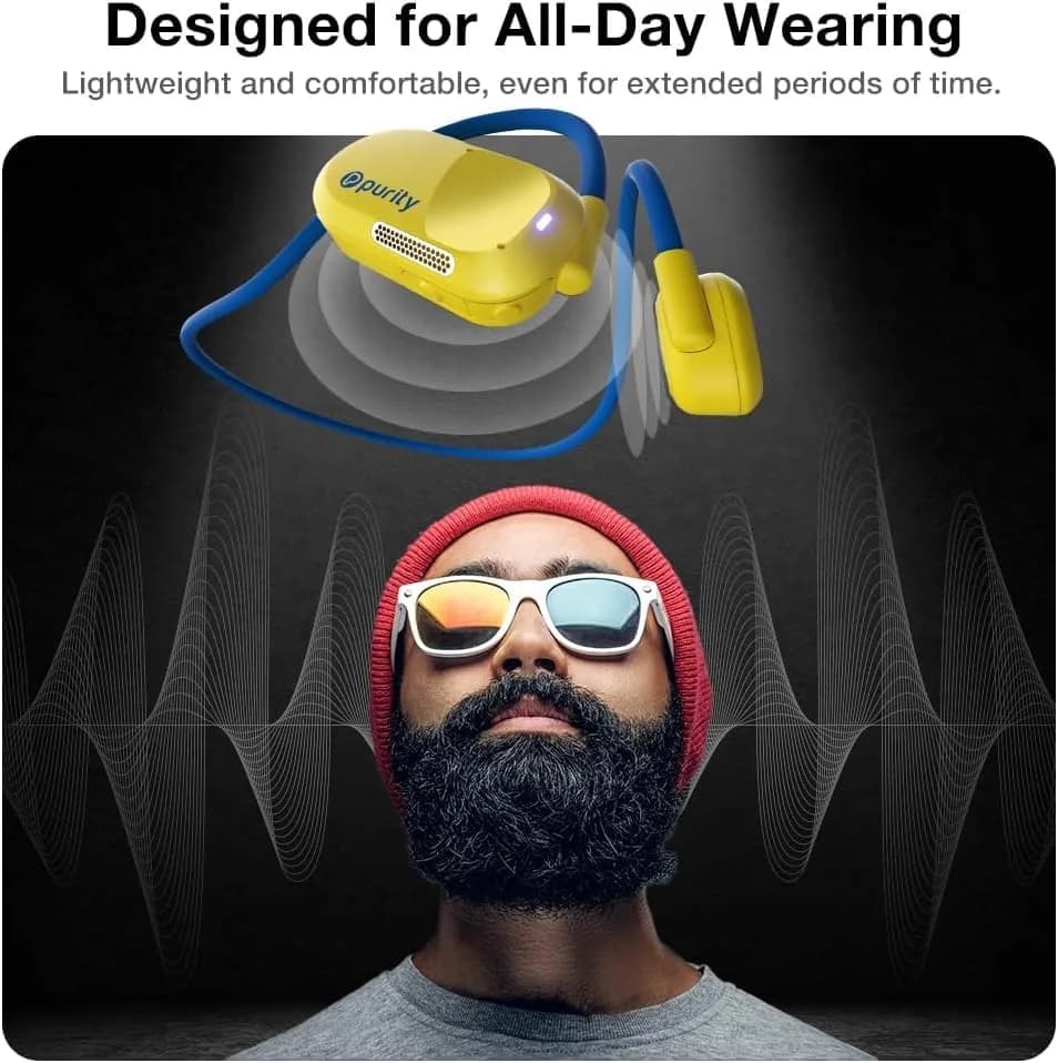 Purity Air Open Ear Headphones Yellow/Blue | Dual Mic, IPX5 Sweat Resistant, Bluetooth 5.3 thumbnail 5