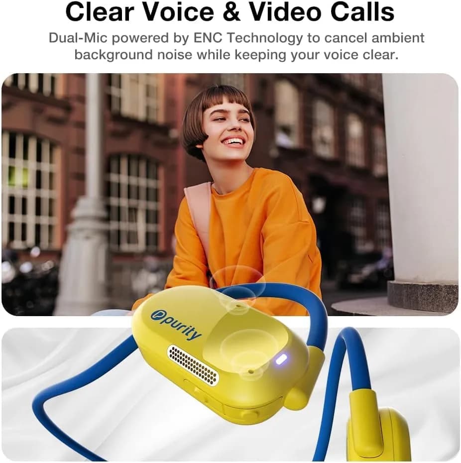 Purity Air Open Ear Headphones Yellow/Blue | Dual Mic, IPX5 Sweat Resistant, Bluetooth 5.3 thumbnail 6