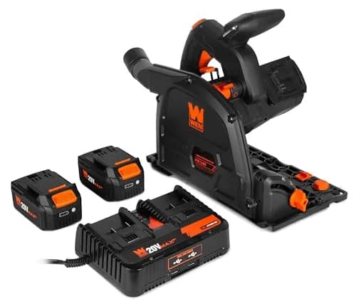 WEN 20V Max Cordless 6.5-Inch Track Saw | Brushless, Variable Speed, Two 4.0 Ah Batteries thumbnail 1