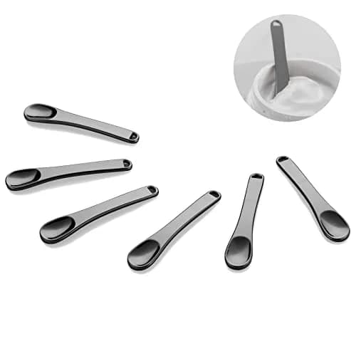 Tekson Black Metal Cosmetic Spatula Set | 6 Pieces, Reusable Scoop for Creams & Lotions thumbnail 1