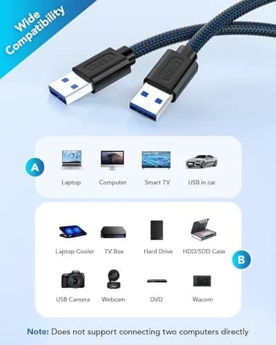 ANDTOBO USB 3.0 A to A Male Cable 6.6 FT | High-Speed Data & Charging thumbnail 4