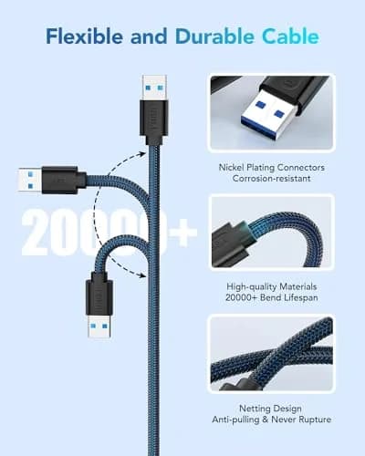 ANDTOBO USB 3.0 A to A Male Cable 6.6 FT | High-Speed Data & Charging thumbnail 7