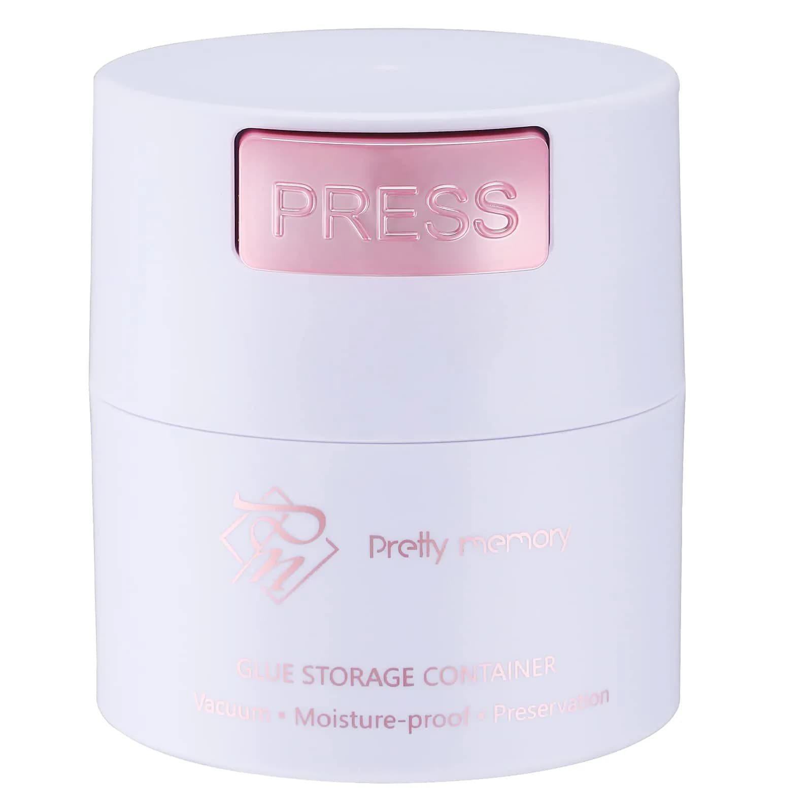 Pretty memory Lash Glue Holder for Eyelash Extensions | 3-8pcs Capacity, Airtight & Moisture-Proof Container — White with Pink-2