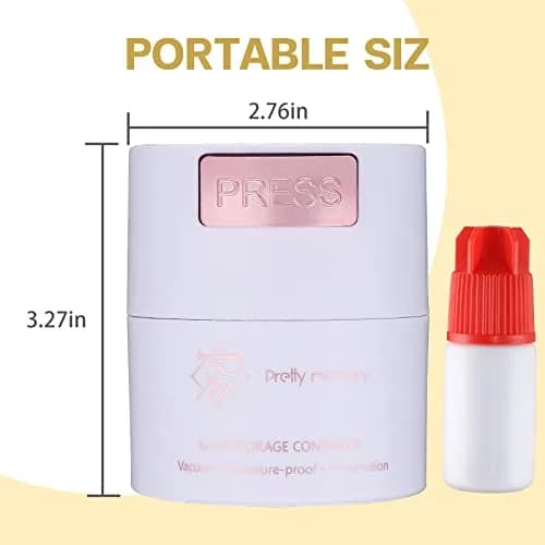 Pretty memory Glue Storage Container for Eyelash Extensions Adhesive Jar | Vacuum Seal for Freshness thumbnail 2