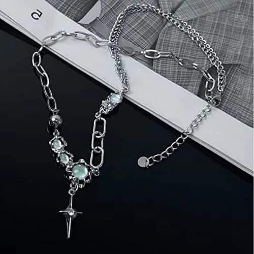 Buyongwant Silver Necklace Star Pendant Moonlight Stone | Irregular Collar Chain for Women thumbnail 4