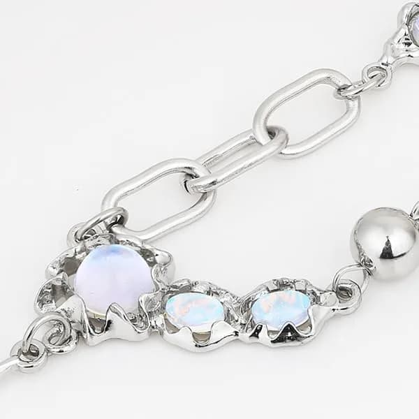 Buyongwant Silver Necklace Star Pendant Moonlight Stone | Irregular Collar Chain for Women thumbnail 6