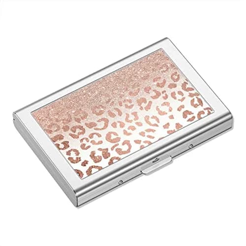 Rimilak Metal Credit Card Holder Mini Wallet Pink Leopard | RFID Blocking Slim Card Case for Women thumbnail 1