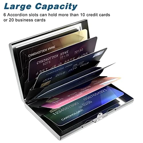 Rimilak Metal Credit Card Holder, Mini Wallet, Black Gold Marble | RFID Blocking Slim Case for Women thumbnail 4
