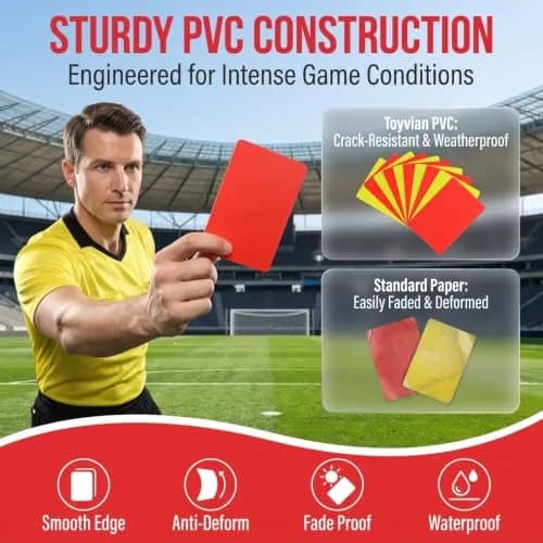Toyvian Referee Cards: 10 Pcs PVC Soccer Referee Kit - Lightweight and Compact - Red Yellow Judge Cards for Sports Game Competition Soccer Volleyball Baseball thumbnail 3