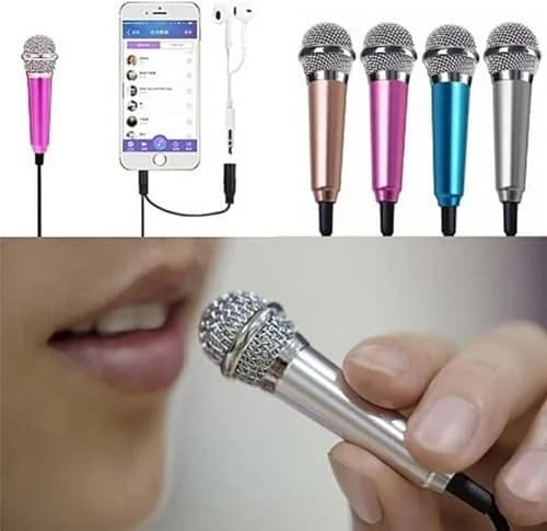 Dreamxue Mini Portable Vocal Instrument Microphone for Mobile Phone Laptop Notebook 3.5mm Universal Wire Connect Karaoke Metallic Mini Microphone for Cell Phone PC Silver thumbnail 8