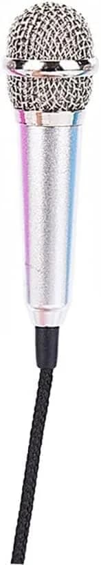 Dreamxue Mini Portable Vocal Instrument Microphone for Mobile Phone Laptop Notebook 3.5mm Universal Wire Connect Karaoke Metallic Mini Microphone for Cell Phone PC Silver thumbnail 2
