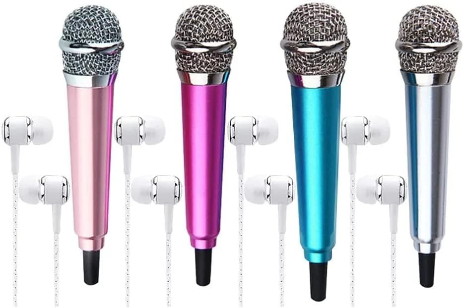 Dreamxue Mini Portable Vocal Instrument Microphone for Mobile Phone Laptop Notebook 3.5mm Universal Wire Connect Karaoke Metallic Mini Microphone for Cell Phone PC Silver thumbnail 4