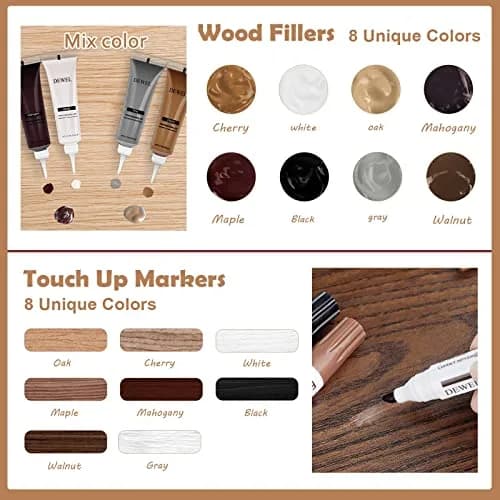 SEISSO Wood Furniture Repair Kit 8 Colors Wood Fillers & Touch Up Markers | Restore Tables, Cabinets, Floors thumbnail 3