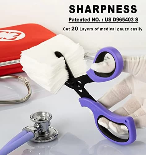 MEUUT Medical Trauma Shears (2-Pack, 7.8 Inch) - Purple+Navy Patented Stainless Steel thumbnail 2