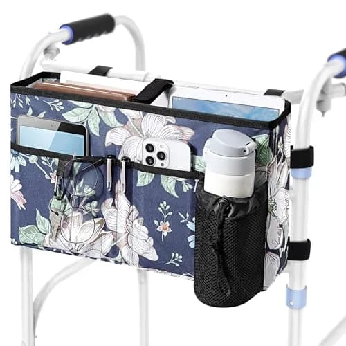 Rhino Valley Walker Basket with Cup Holder, Foldable Walker Bag for Seniors | Large Capacity & Adjustable Fit thumbnail 1