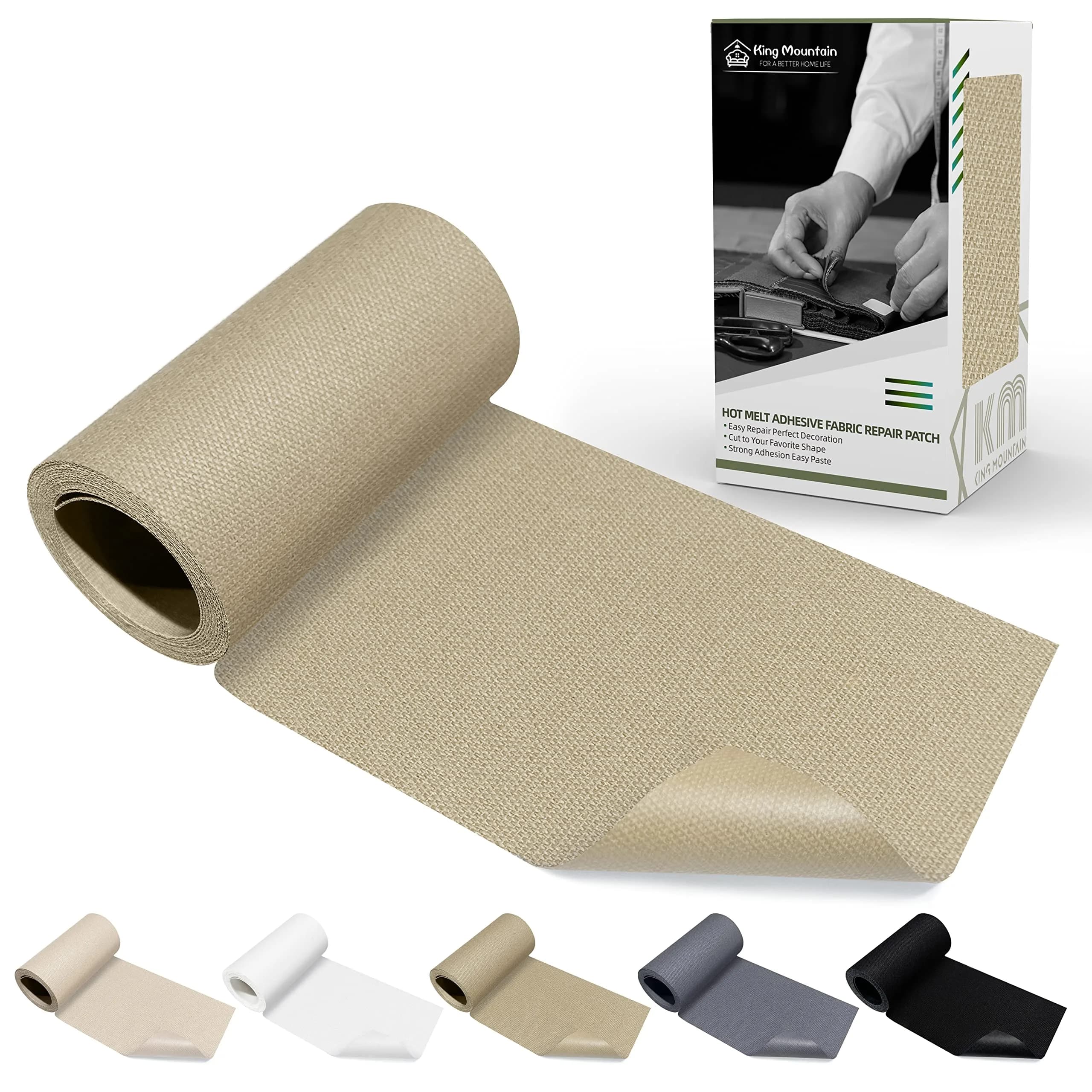 KING MOUNTAIN Canvas Iron-On Repair Patch 3"x60" (7.5x152cm) | Durable Cotton Fabric Mending Roll