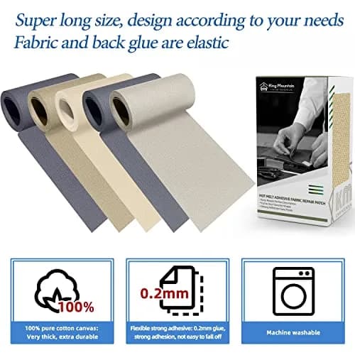 KING MOUNTAIN Canvas Iron-On Repair Patch 3"x60" (7.5x152cm) | Durable Cotton Fabric Mending Roll thumbnail 3