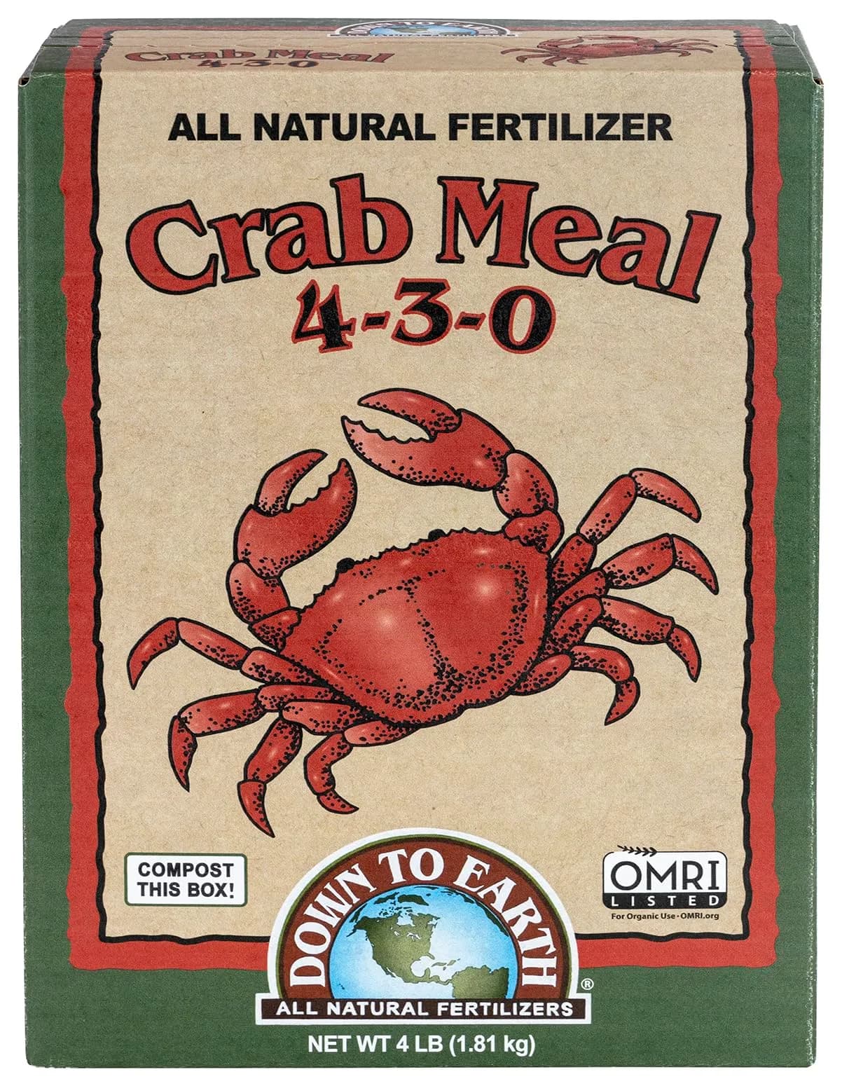 Down To Earth All Natural Fertilizers Organic Crab Meal - 4 lb | Organic, Slow-Release, Supports Soil Microbes - main product image