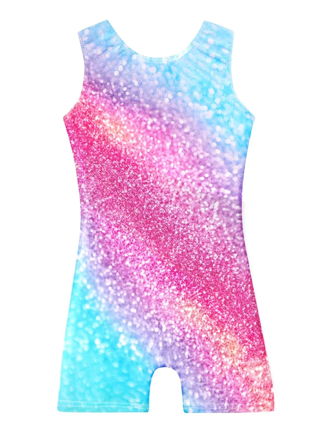 Belovance Girls Kids Leotards for Gymnastics 5/6 Years | Sparkle Rainbow Sleeveless Gymnastic Biketard