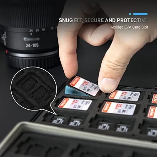 JJC 45-Slot Memory Card Case Holder | 12 SD + 30 Micro SD + 2 CF + 2 XQD/CFexpress Type B + 2 CFexpress Type A | Black thumbnail 4