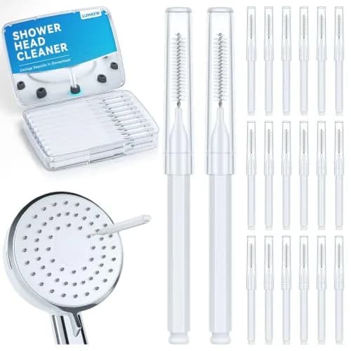 Lumkew Shower Head Cleaning Brush for Small Hole | Penetrates Narrow Nozzles, Rejuvenates Water Flow, White thumbnail 1